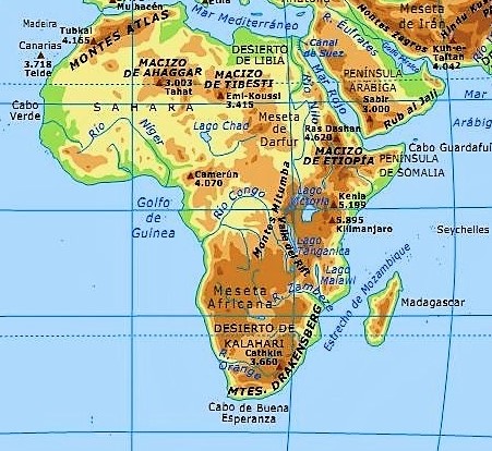 mapa fisico africa nombres español