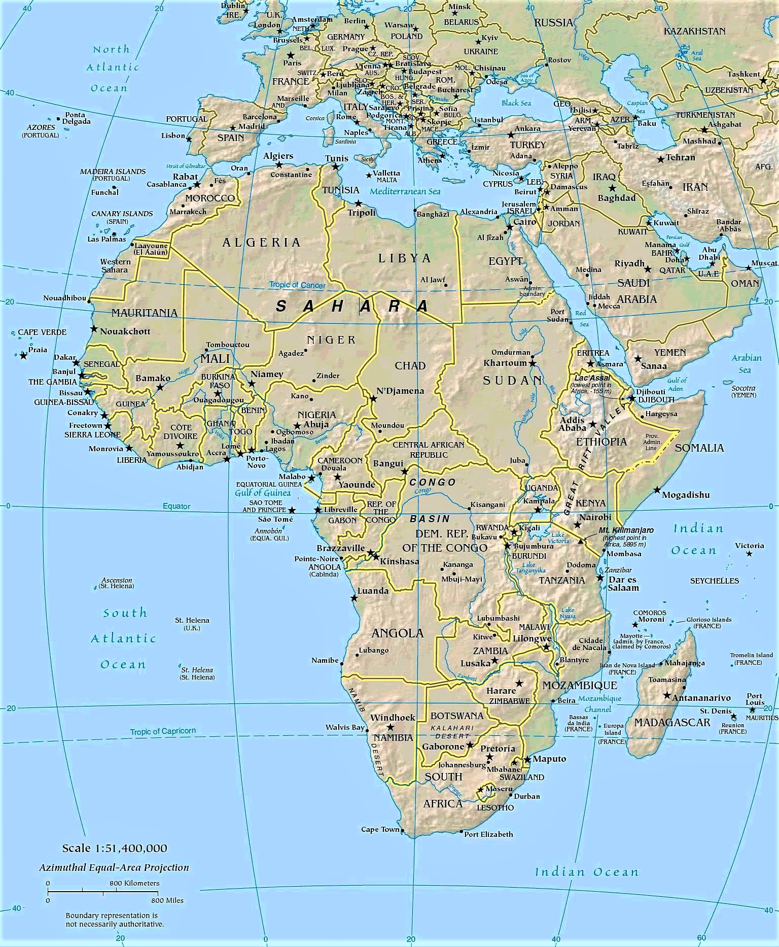 planisferio africa fisico 