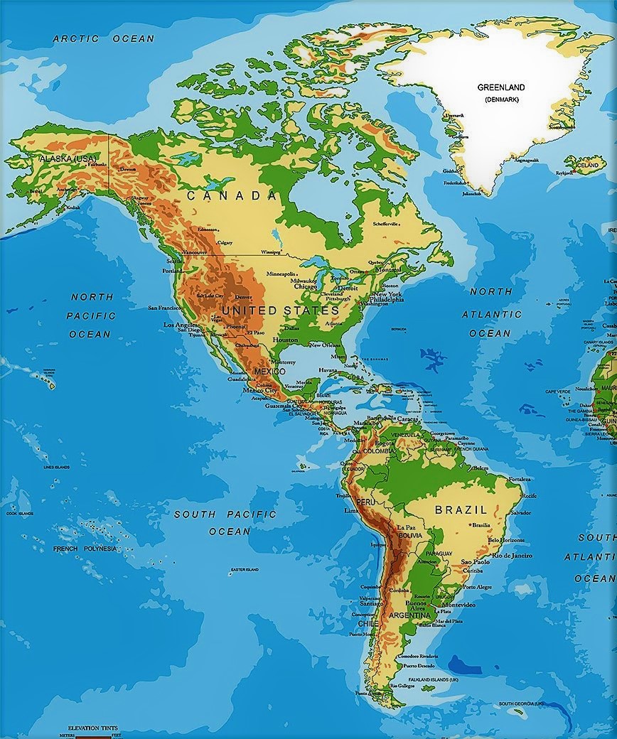 mapa america fisico
