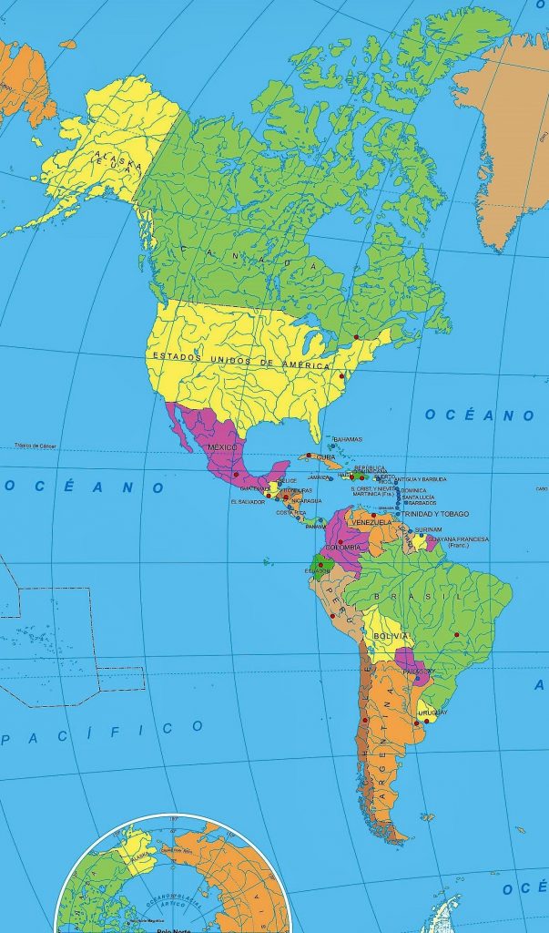 ⊛ Mapa De América 🥇 Mapas Del Continente Americano