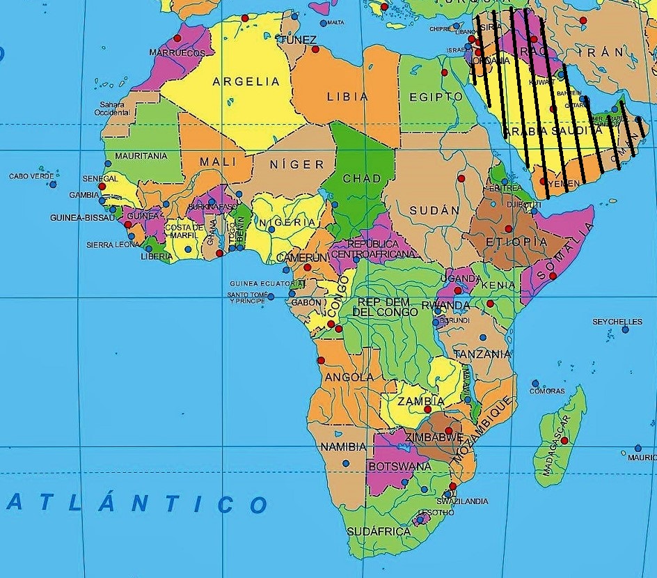 mapa politico africa nombres español