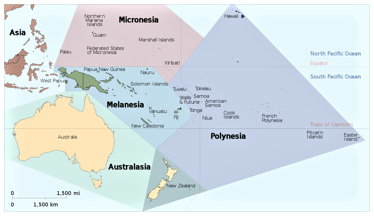 mapa oceania australia micronesia polinesia melanesia