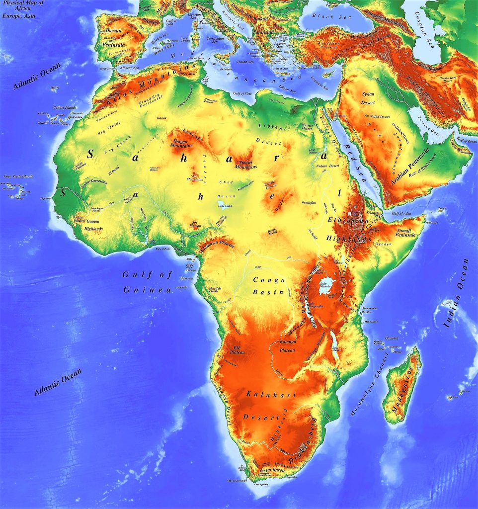Localizaciones De Mapa Fisico De Africa 5831